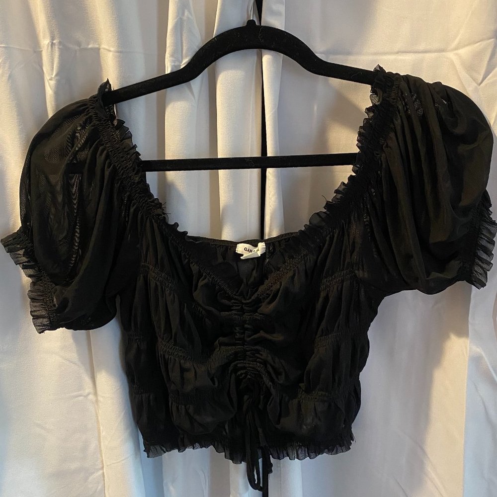 Garage Sheer Peasant Crop Top Size M